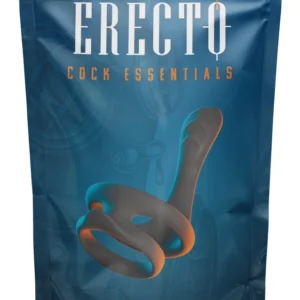 Erecto Liquid Silicone Dual Support Ring with Perineal Stimulator, Black