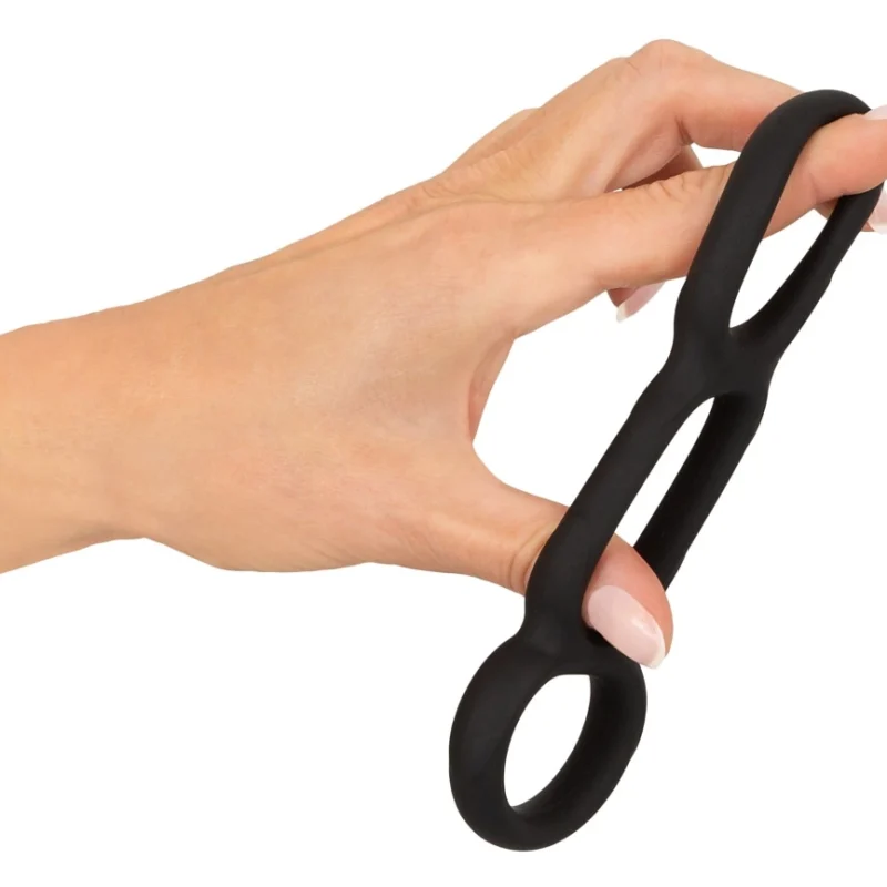 Erecto Triple Ring skysto silikono anatominė atramos sistema juoda