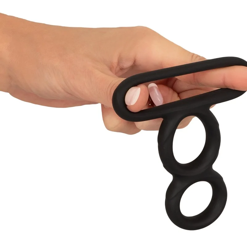 Erecto Triple Ring skysto silikono anatominė atramos sistema juoda