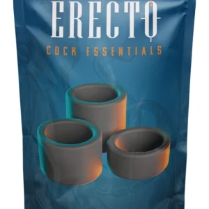 Erecto Liquid Silicone Ball Ring Set - 3 Sizes, Flexible, Black