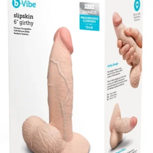 b-Vibe Slipskin 6" Girthy Silicone Model with Suction Cup, Cream