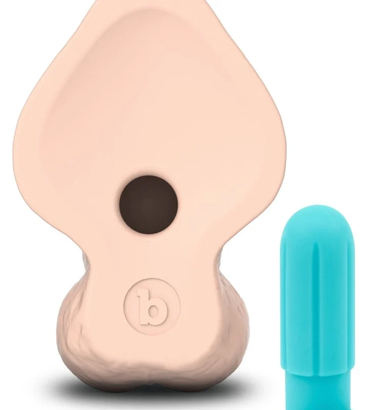 b-Vibe Slipskin 9" Curved Silicone Intimate Model, Cream, 22.3 cm
