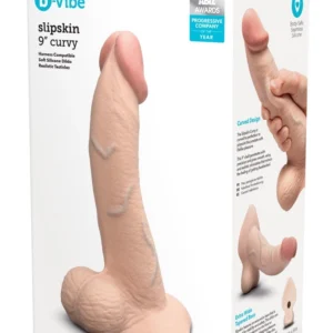 b-Vibe Slipskin 9" Curved Silicone Intimate Model, Cream, 22.3 cm