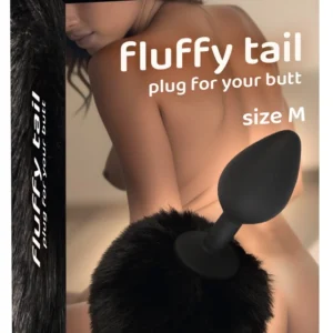 You2Toys Fluffy Tail Black M - Silicone Intimate Cone Plug with Faux Fur