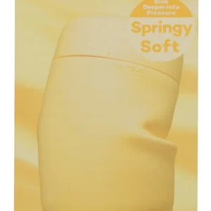 TENGA Puffy Intimate Device Custard Yellow Soft Silicone, 16.5 cm