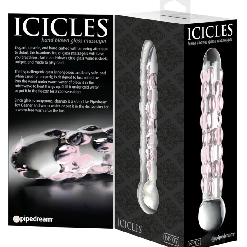 Pipedream Icicles No. 7 Glass Massage Rod with Textured Surface 17.8 cm