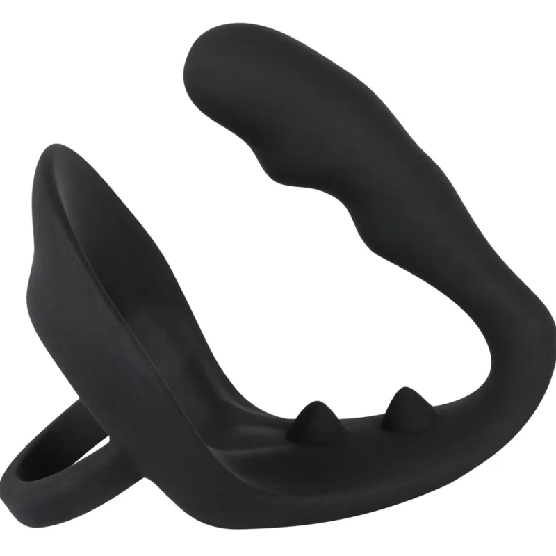 Black Velvets Silicone Intimate Ring with Plug and Perineum Bridge, Black