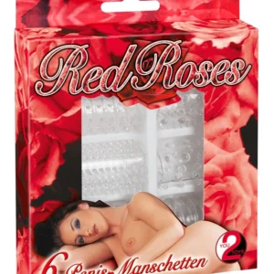 Red Roses Set of 6 Flexible Intimate Sleeves Transparent 4.5 cm