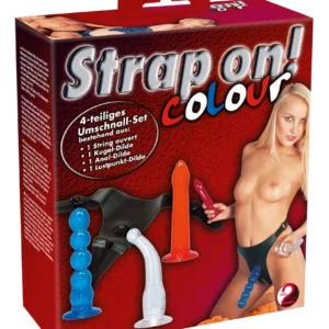 You2Toys Strap-On Harness Set 3 Attachments Adjustable Black-Red