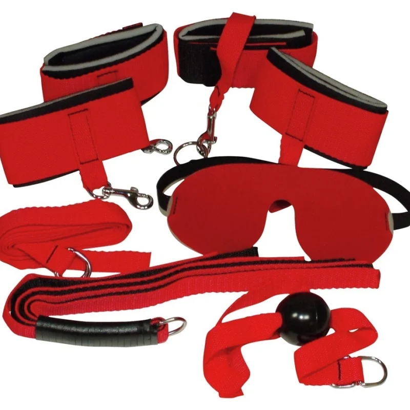 Bad Kitty Red Giant 8-Piece Bondage Kit with Adjustable Cuffs