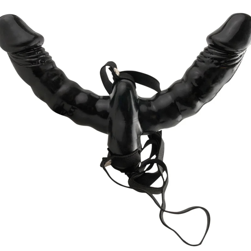 Fetish Fantasy Double Delight Strap-On Vibrating System, Black, 15 cm