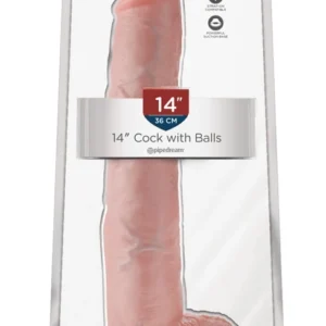 Pipedream King Cock 14" Anatomical Model with Suction Base, Beige, 35.6 cm