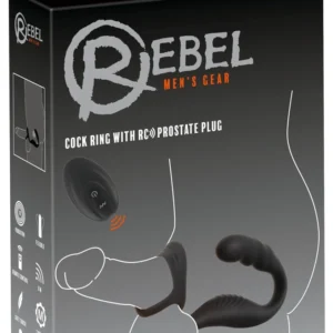 Rebel RC Prostate Plug & Dual Support Ring Set, Silicone, Black