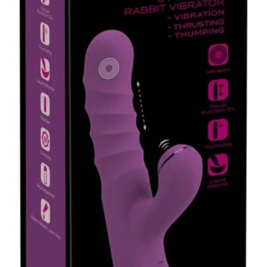 Javida 3 Function Rabbit Vibe - Thrust & Thumping, Liquid Silicone, 24cm