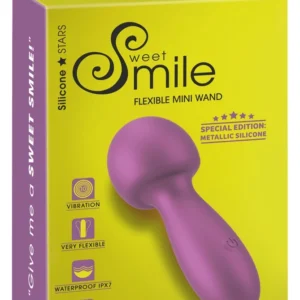 Sweet Smile Metallic Mini Wand - Compact Waterproof Massage Device, Silver