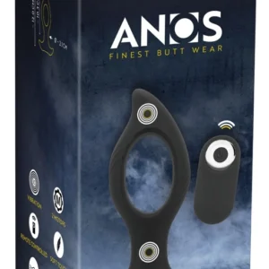 ANOS RC Cone Anal Plug with Hole & Dual Vibration, Black, 12 cm