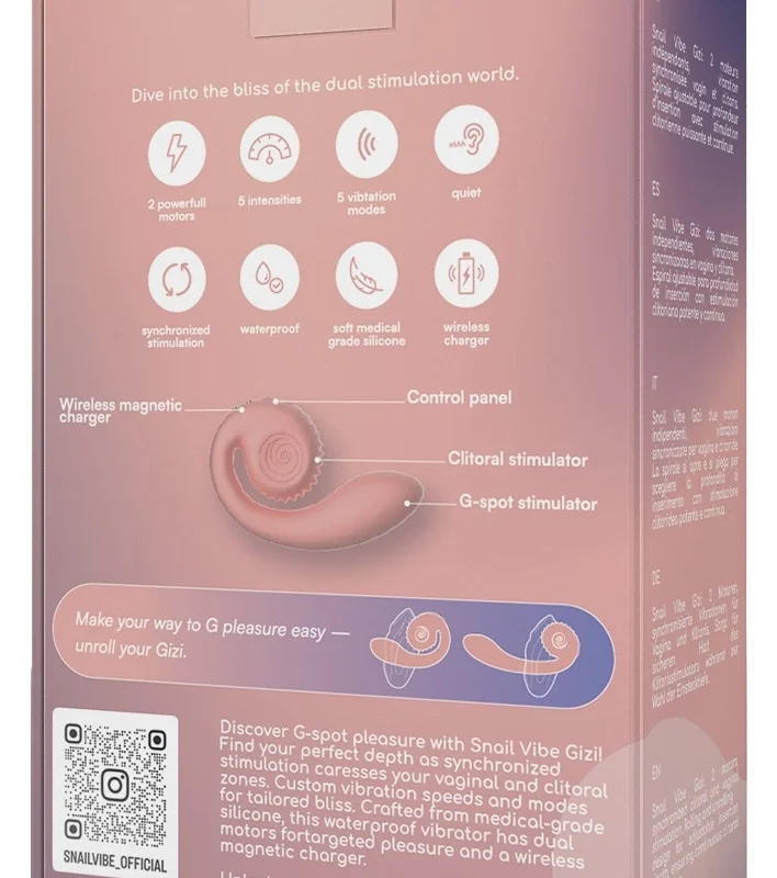 Snail Vibe Gizi Peachy Pink - Dual Intimate Device, Silicone, 19cm