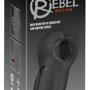 Rebel Man Wand Intimate Stimulator with Vibrating Moving Wings, Black