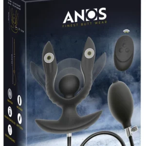 ANOS RC Inflatable Silicone Plug with Vibration, Expandable, Black, 10.9 cm