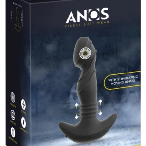 ANOS Vibrating Prostate Plug with Moving Rings, Black, 16.3 cm