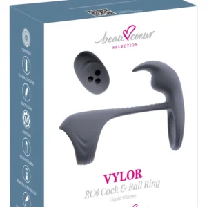 beau coeur Vylor RC Silicone Dual Motor Intimate Ring, Black, 13.5 cm