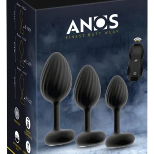 ANOS RC Vibrating Plug Set - 3 Sizes, Waterproof, Silicone, Black
