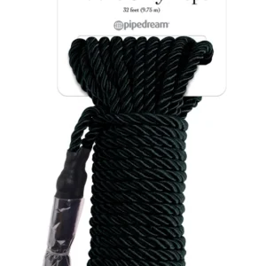 Pipedream FFS Deluxe Silk Rope Black 10m - Durable Polyester Bondage Rope