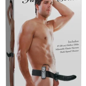 Pipedream FFS 8" Hollow Strap-On Dark - Adjustable Vibrating System