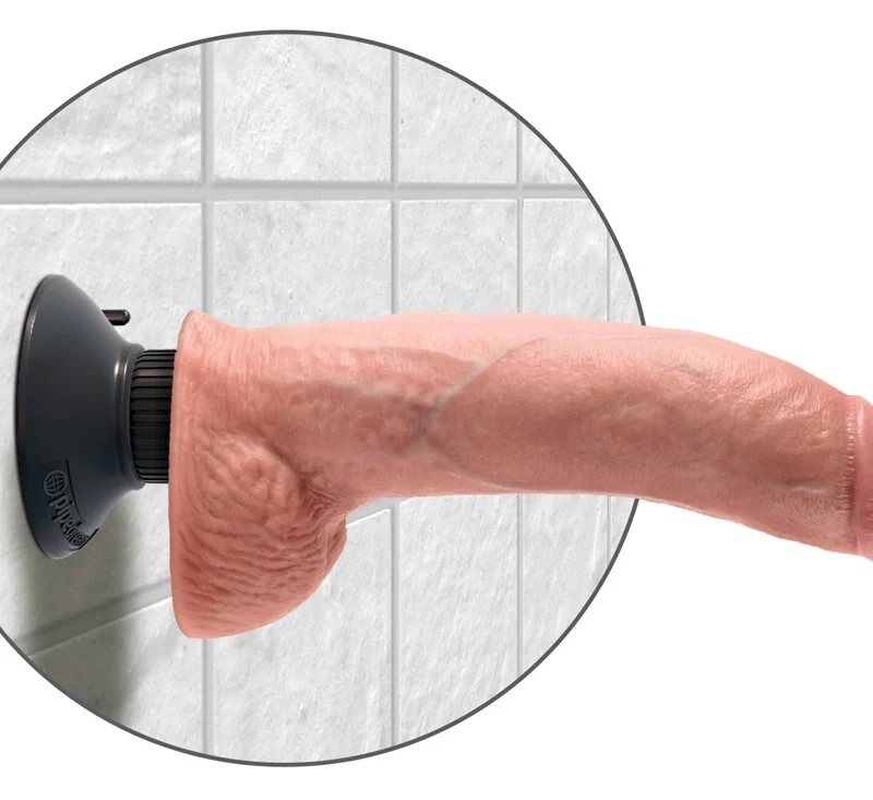 Pipedream King Cock 9" Flexi Vibrating Model with Suction Cup, Beige