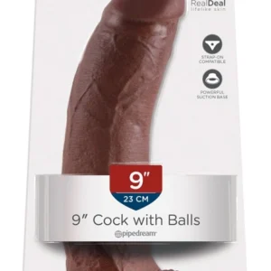 King Cock 9" Anatomical Model with Suction Cup Brown 22.9 cm