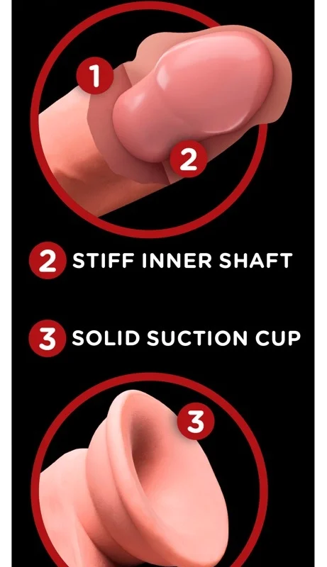 Pipedream King Cock 6" Triple Density Model with Flexible Base, Beige