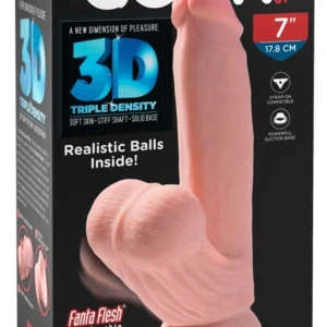 King Cock Plus 7” 3D Fanta Flesh Model with Swinging Anatomical Base, Beige