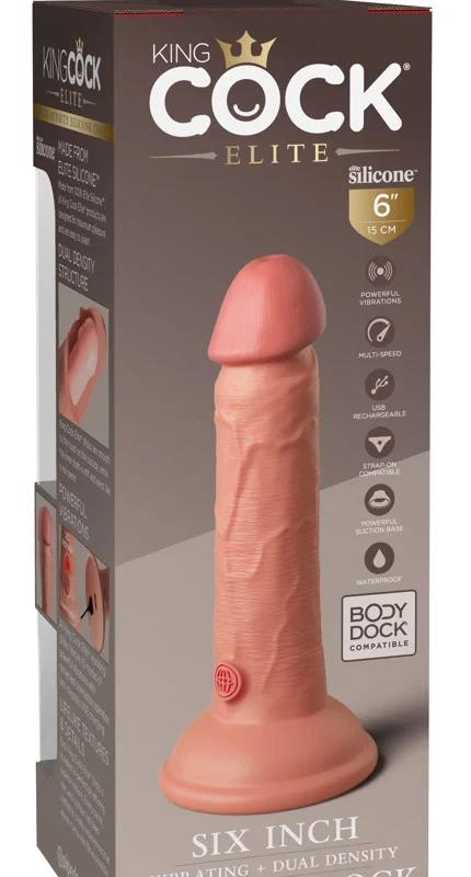 King Cock Elite KCE 6 DD Vibrating Intimate Machine, Silicone, Light, 17.8 cm