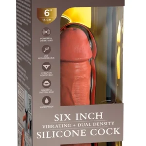King Cock Elite 6" Dual Density Vibrating Model Tan Silicone, USB, 10 Modes
