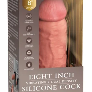 King Cock Elite 8" Dual Density Vibrating Model with Suction Cup, Silicone