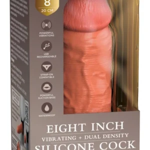 King Cock Elite 8" Dual Density Silicone Vibrating Intimate Machine Tan
