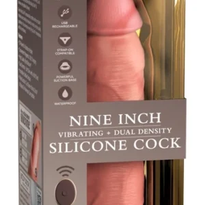 King Cock Elite 9" Dual Density Silicone Vibrator with Remote Control, Beige