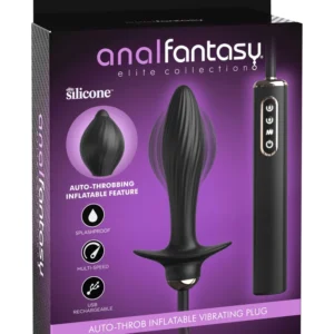 Anal Fantasy Elite Auto-Throb Inflatable Plug, Silicone, Black, 13cm