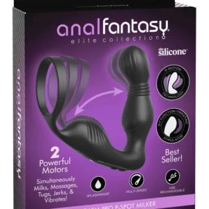 Anal Fantasy Elite Ass-Gasm Pro P-Spot Massager with Dual Motors, Black