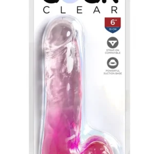 King Cock Clear 6 Inch System with Base Pink Transparent TPE