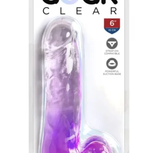 King Cock Clear 6" with Balls Intimate Model Purple TPE Suction Cup