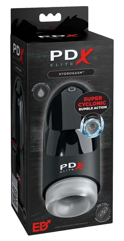 PDX Elite Hydrogasm FrostedBlack Intimate Swirl Machine Waterproof 20cm ...
