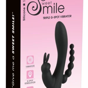 Smile Triple Multi-Zone Vibrator with Rabbit & Beads, 20.8 cm, Purple