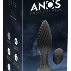 ANOS Remote Control Spiral Intimate Plug with Rotating Beads 15.1cm Black