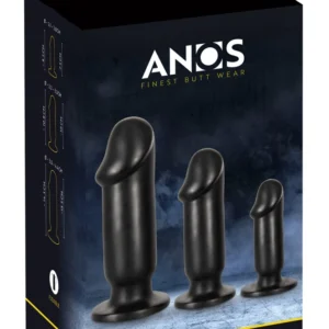 ANOS Anal Plug Training Kit 3 Sizes Flexible PVC Suction Base