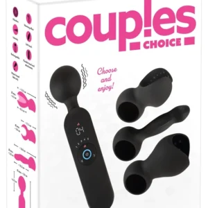 Couples Choice Wand Multi-Attachment Vibrating Massager, 21.5 cm, Black