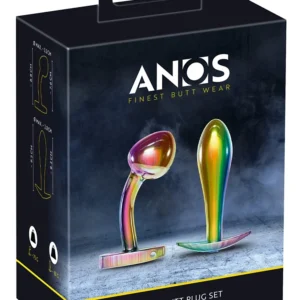 ANOS Rainbow Metal Plug Set - 2-Piece, Tapered & Curved, Coloured Finish