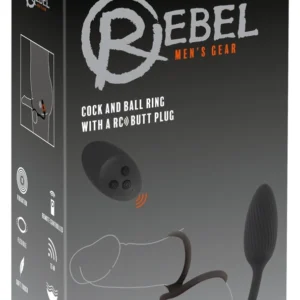Rebel Power Dual Ring Set with Remote-Controlled Vibrating Plug, Black