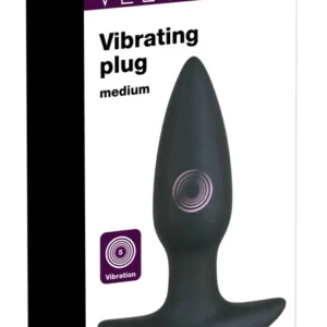 Black Velvet Medium Vibrating Anal Plug Silicone 15 cm Black
