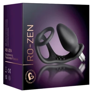 Rocks-Off RO-ZEN Black - Silicone Vibrating Ring & Plug Set, 7 Modes